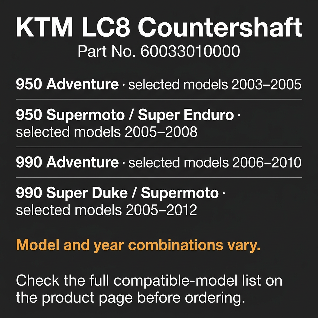 KTM LC8 countershaft fitment overview