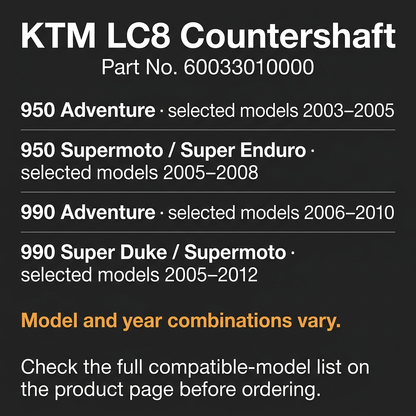 KTM LC8 countershaft fitment overview